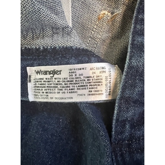 Wrangler Mens Jeans 13 Original FR Flame Resistant Straight Leg Dark Wash 30x30 - Picture 8 of 11